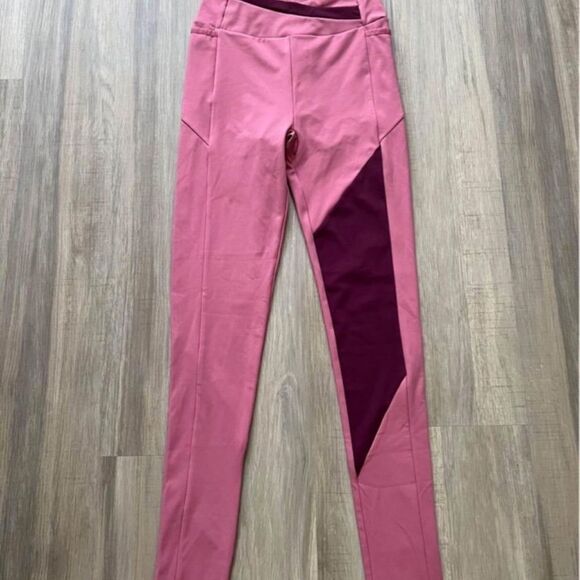 Gymshark asymmetric dusky pink/ dark Ruby leggings. Size small. - Picture 1 of 3